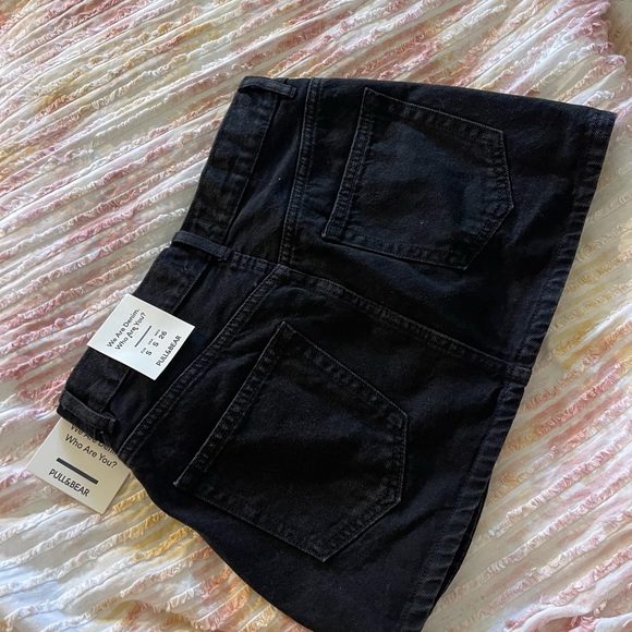 Pull&Bear black denim wrap mini skirt - Picture 7 of 8